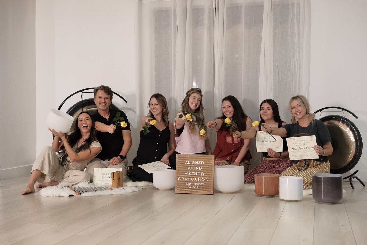 An Align With Bella sound bath session in progress